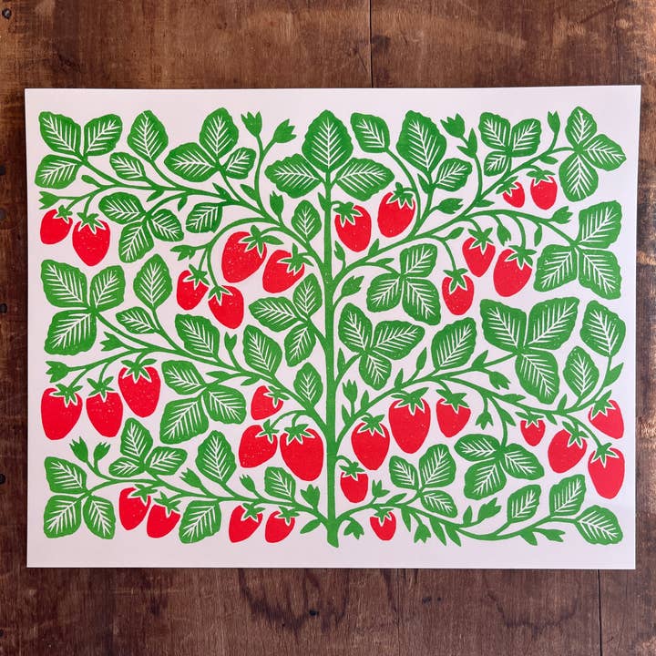 Katharine Watson - Wholesale Art Print - Garden Series: Strawberry Risograph Print