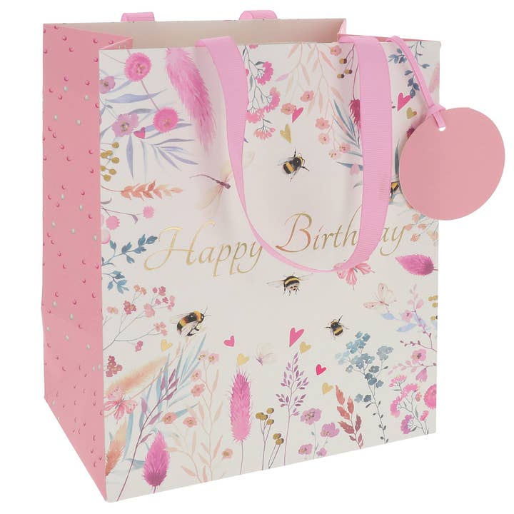Rush Meadow Flower Birthday Bag Medium for wholesale by Joe Davies