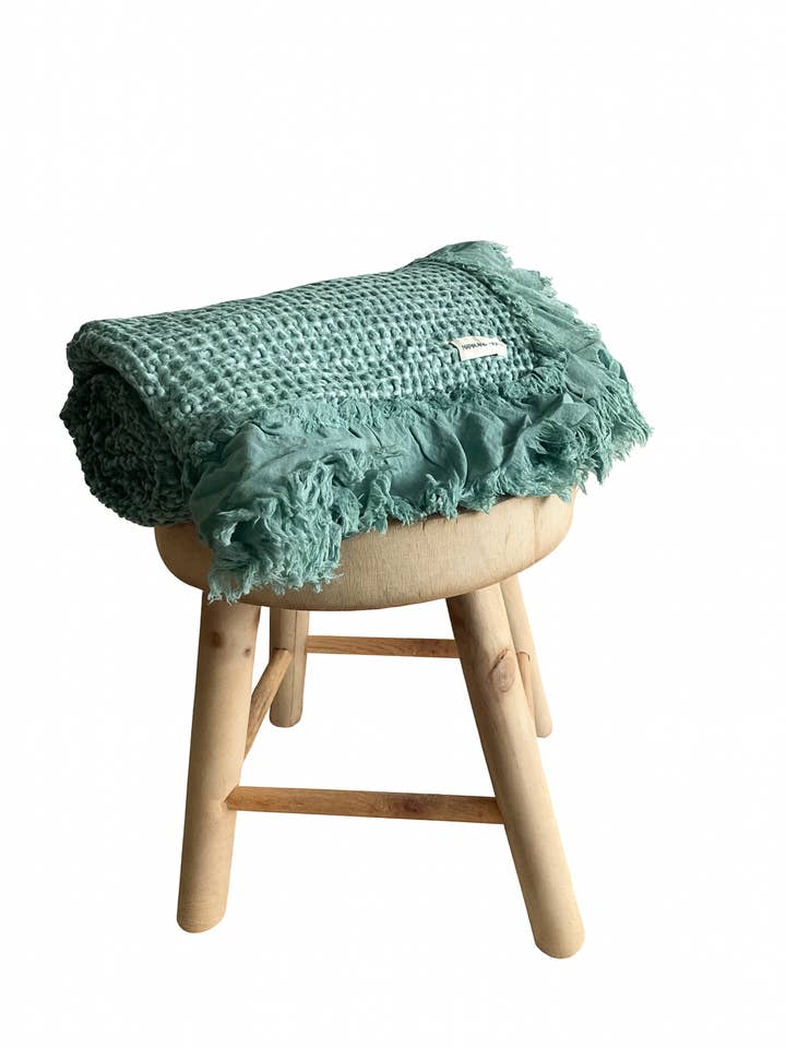 Coperta in Cotone Organico a Nido d'Ape Rustico - Verde Mare per la vendita all'ingrosso da parte di Mama and Tochter