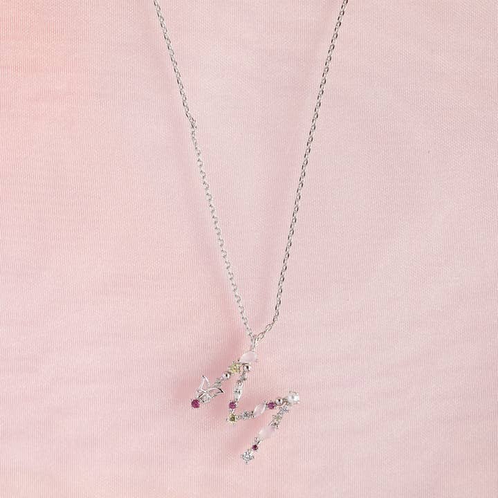 Girls Crew – wholesale Pendant/charm necklace – Flutterfly Stone Initial Necklace31