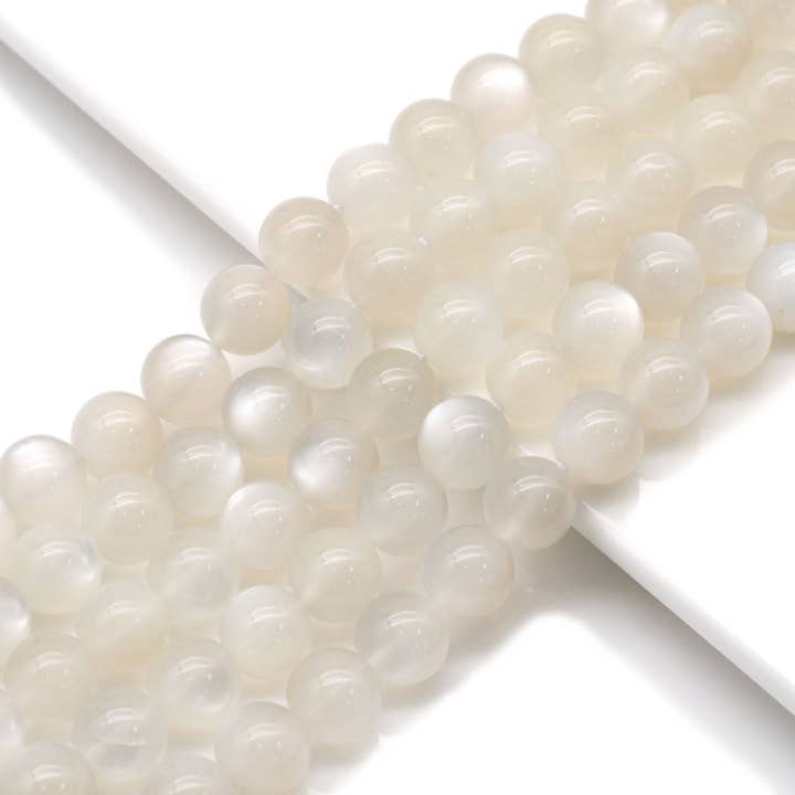 Genuine Top Quality White Moonstone Round Smooth Beads, Sku#U1373 for wholesale by BestBeads&Beyond