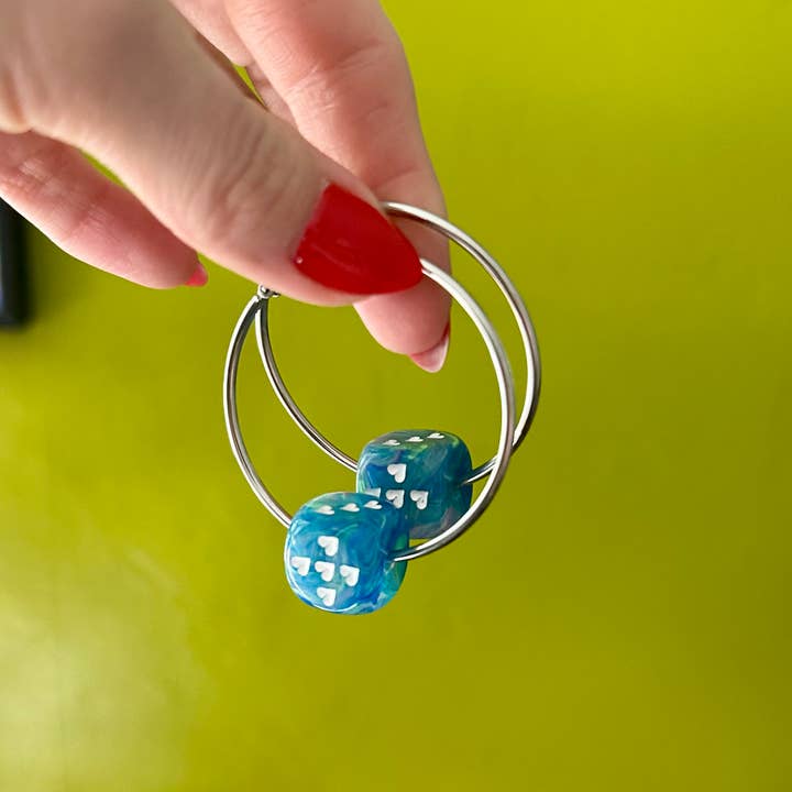 Foolish Fetish - Wholesale Hoop Earrings - Love's A Gamble Dice Hoops Earrings : Various Colors16
