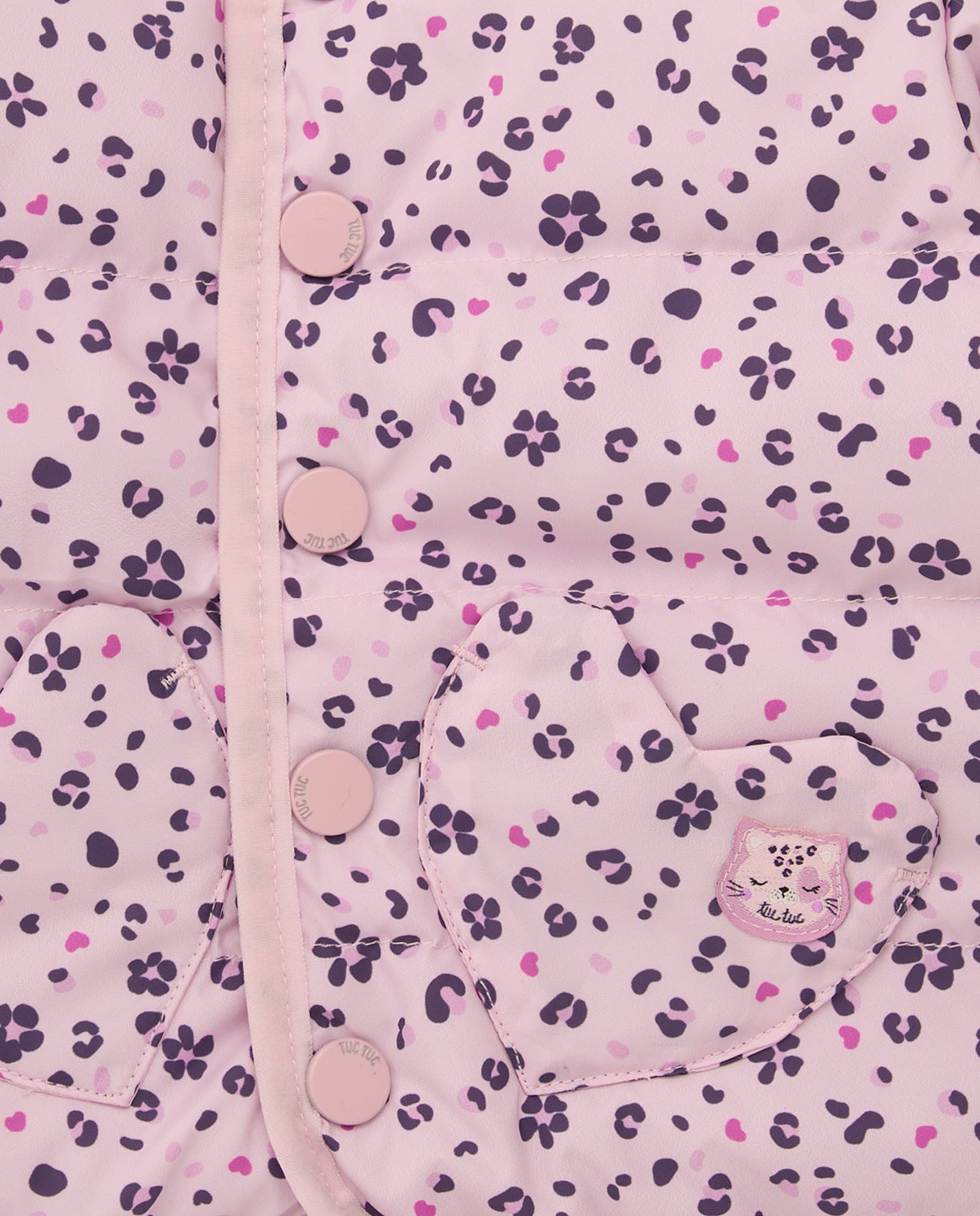 tuc tuc - Wholesale Parka - Kids - Quilted parka for girls in pink with flowers and hearts2