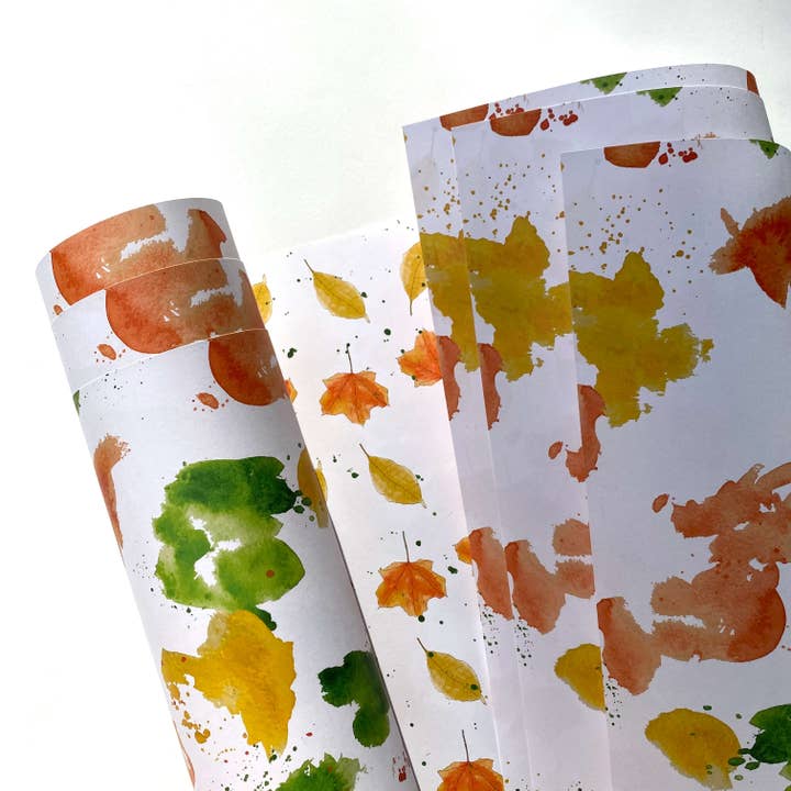 Ballard & Prescott - Wholesale Wrapping Paper Roll - Falling Fall Leaves Wrapping Paper6