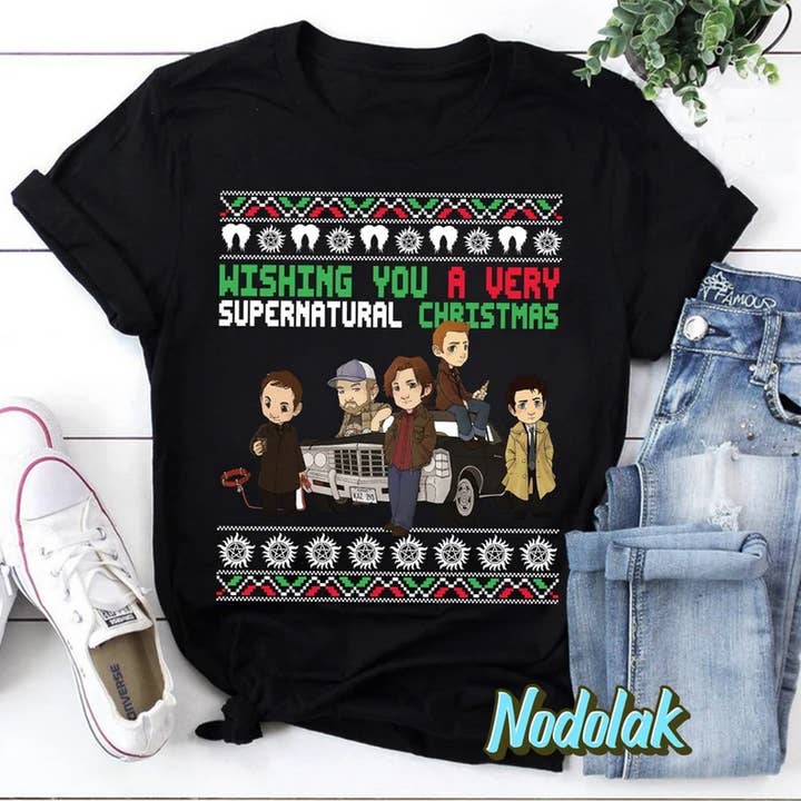 Wishing You A Very Supernatural Christmas T-Shirt, Supernatu for wholesale by OneStopSapphireShop