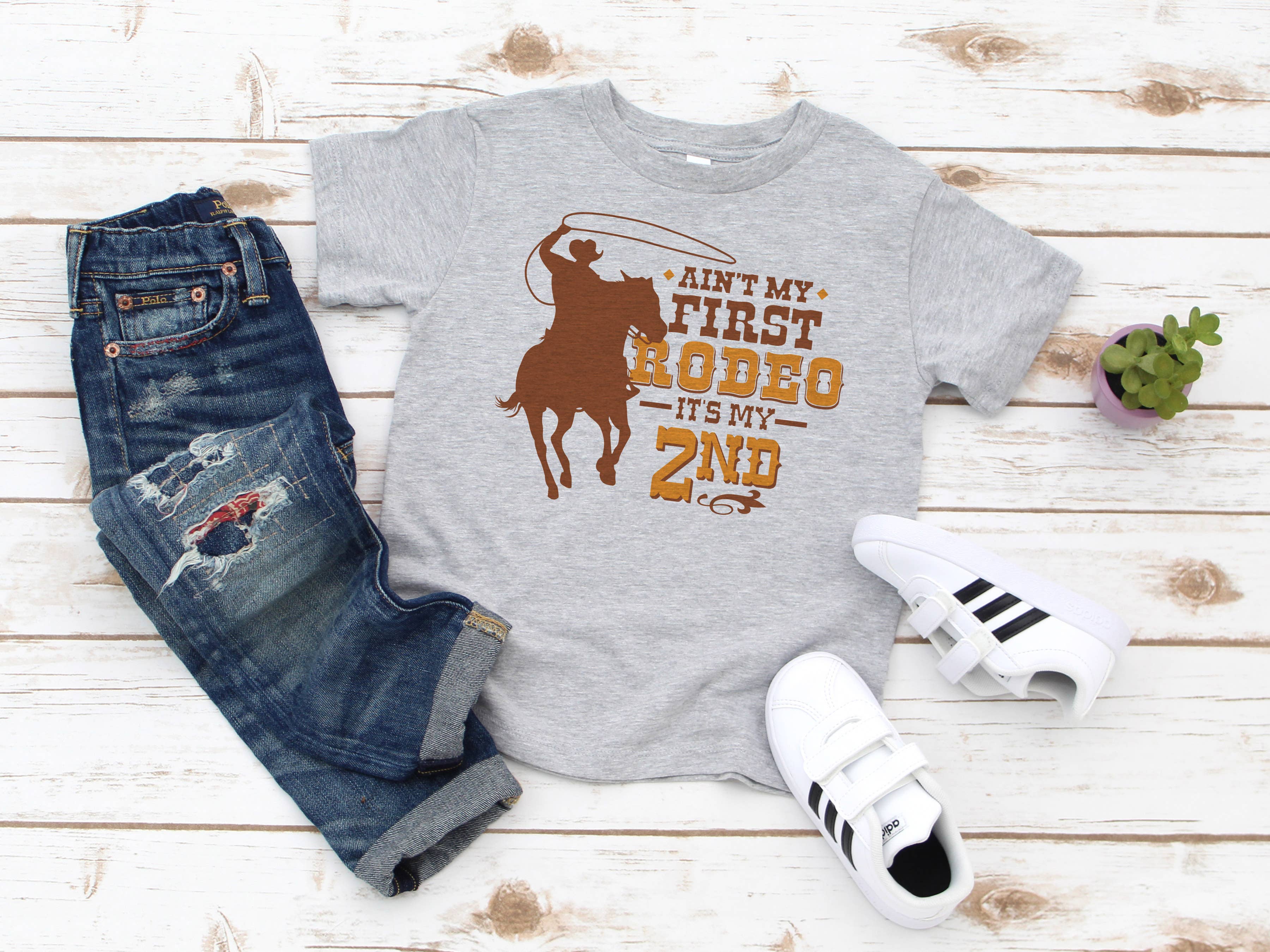 Itsy Bitsy Bella Co - Wholesale Screen Printed T-Shirt - Kids - Ain't My First Rodeo It's My Second Toddler and Youth Shirt3