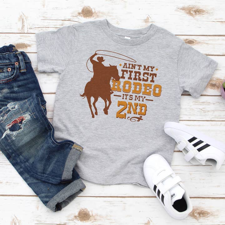 Itsy Bitsy Bella Co - Wholesale Screen Printed T-Shirt - Kids - Ain't My First Rodeo It's My Second Toddler and Youth Shirt3