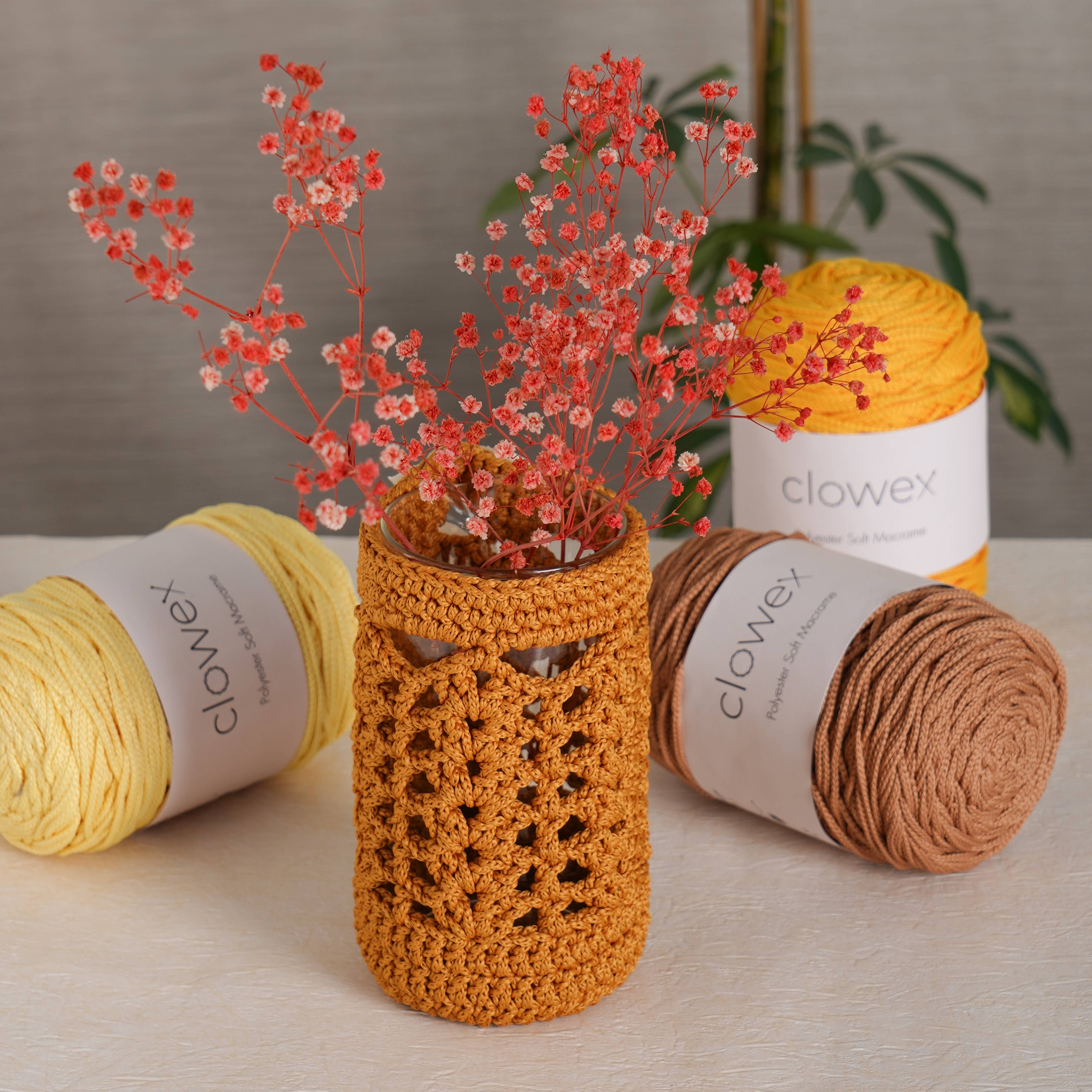 Clowex Textile LLC - Vente Fils à tricoter - Corde Macramé Douce en Polyester 2,5 mm, Fil de Corde Tressé Coloré65