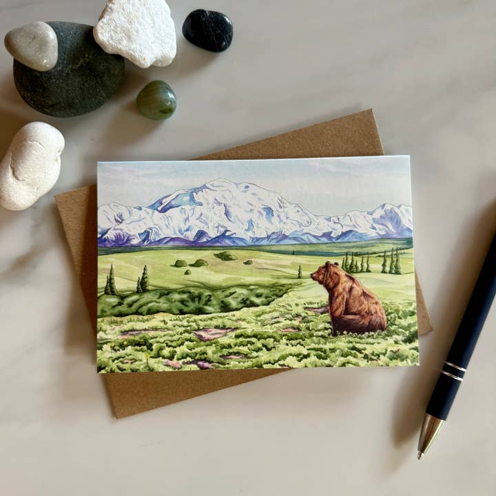 Rêver de Denali - Carte de vœux du parc national de Denali pour la vente par Sage Leaf Studio