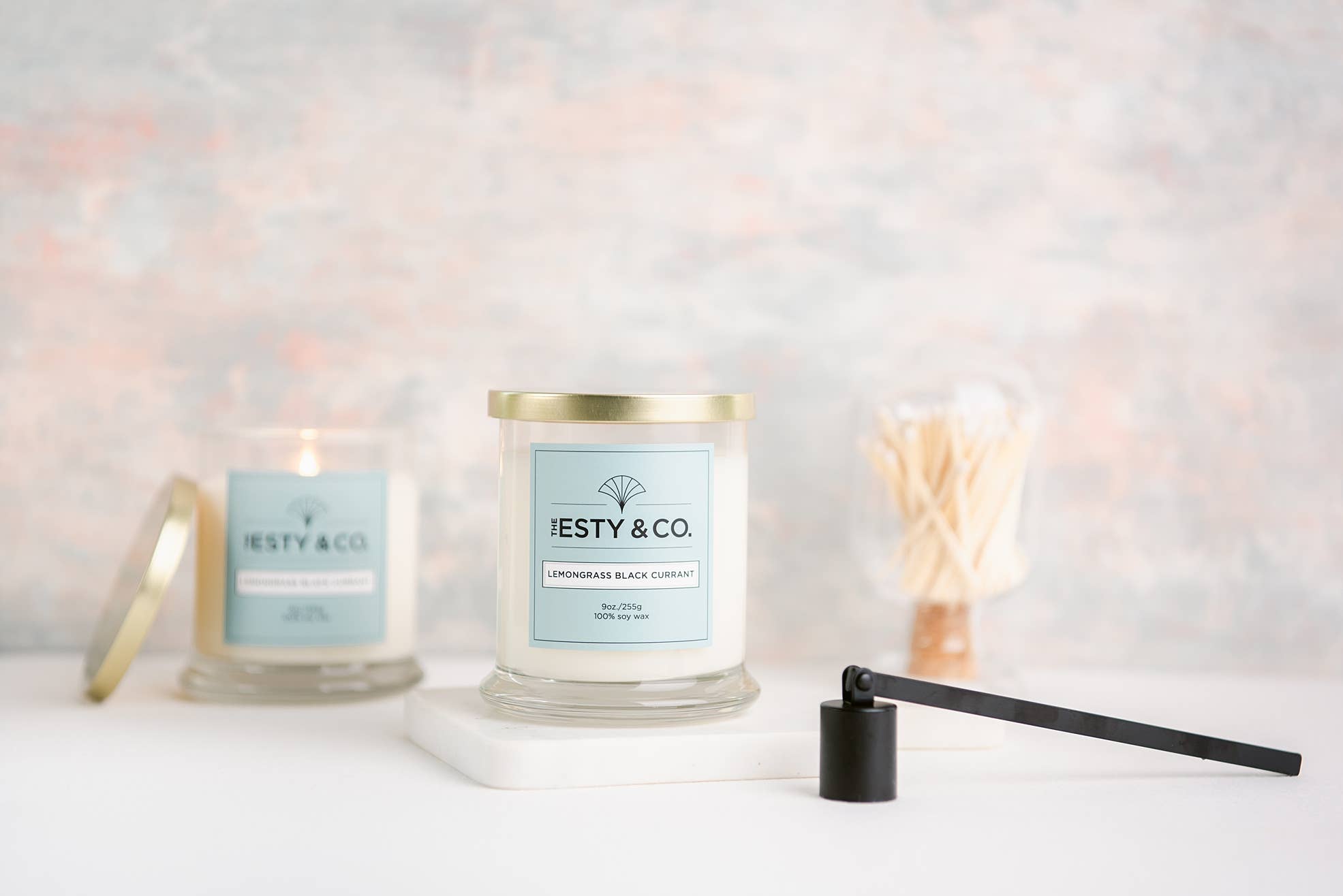 The Esty & Co® - Wholesale Jar/Filled Candle - Lemongrass Black Currant 100% Soy Wax Candle • Spa Gift 1
