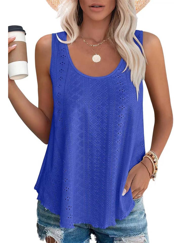 Lovesoft - Wholesale Tanktop - Dames - Dames zomerse losvallende mouwloze top met ronde hals11