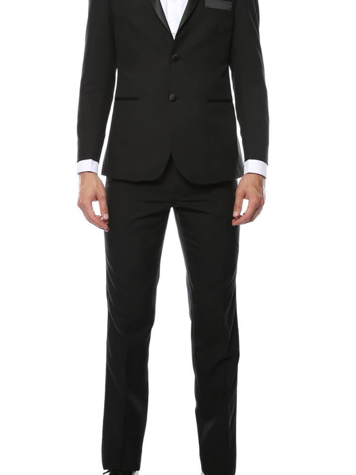 Paul Lorenzo MMTUX Black Regular Fit 2pc Tuxedo for wholesale by Ferrecci