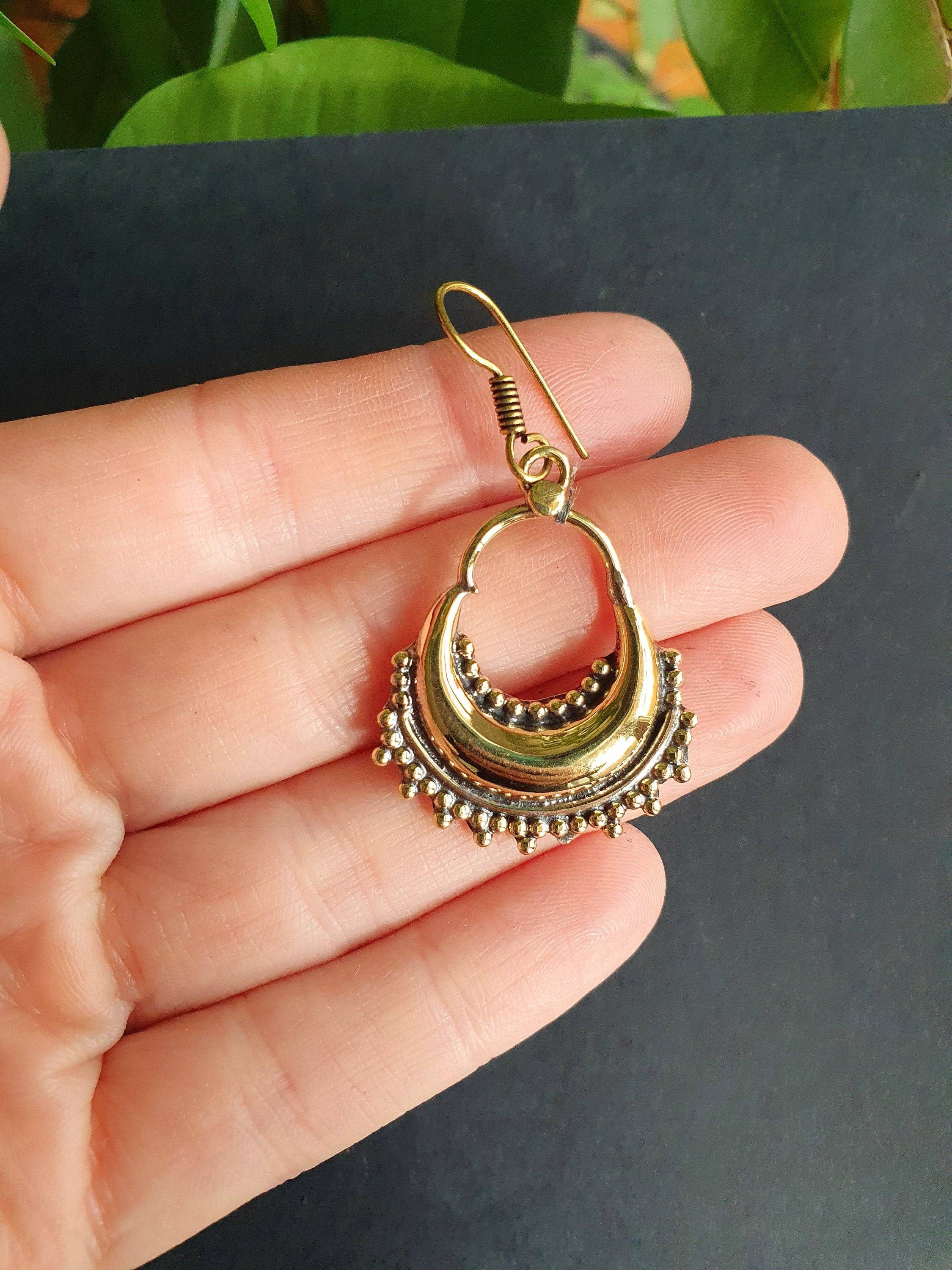 Kaali Boutique – wholesale Hängande örhängen – Etniska mässingörhängen / Illuminati / Mandala / Geometrisk / Rustik / Hippie / Zigenare / Psy / Boho / Bohemisk /2