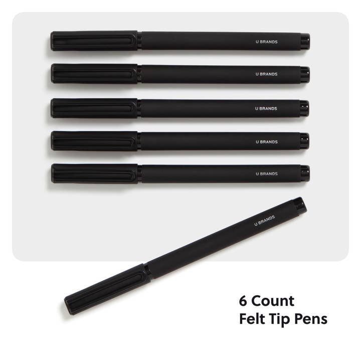 U Brands - Wholesale Pen - U Brands Midnight The Catalina Felt Tip Pens, 6 CT Black