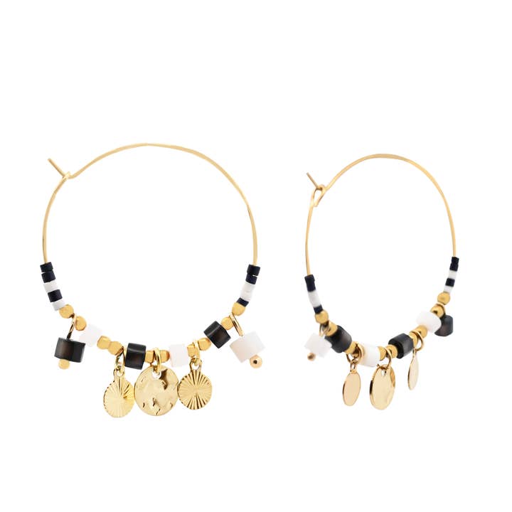 AMORINO SRL - Wholesale Hoop Earrings - HOOP EARRINGS WITH PENDANTS AND CRYSTALS - NK2112496F405