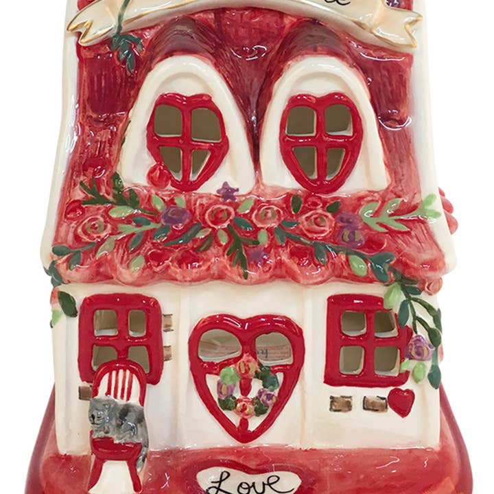 Blue Sky Clayworks - Wholesale Candle holder - HEARTS & ROSE COTTAGE CANDLE HOUSE-Valentine
