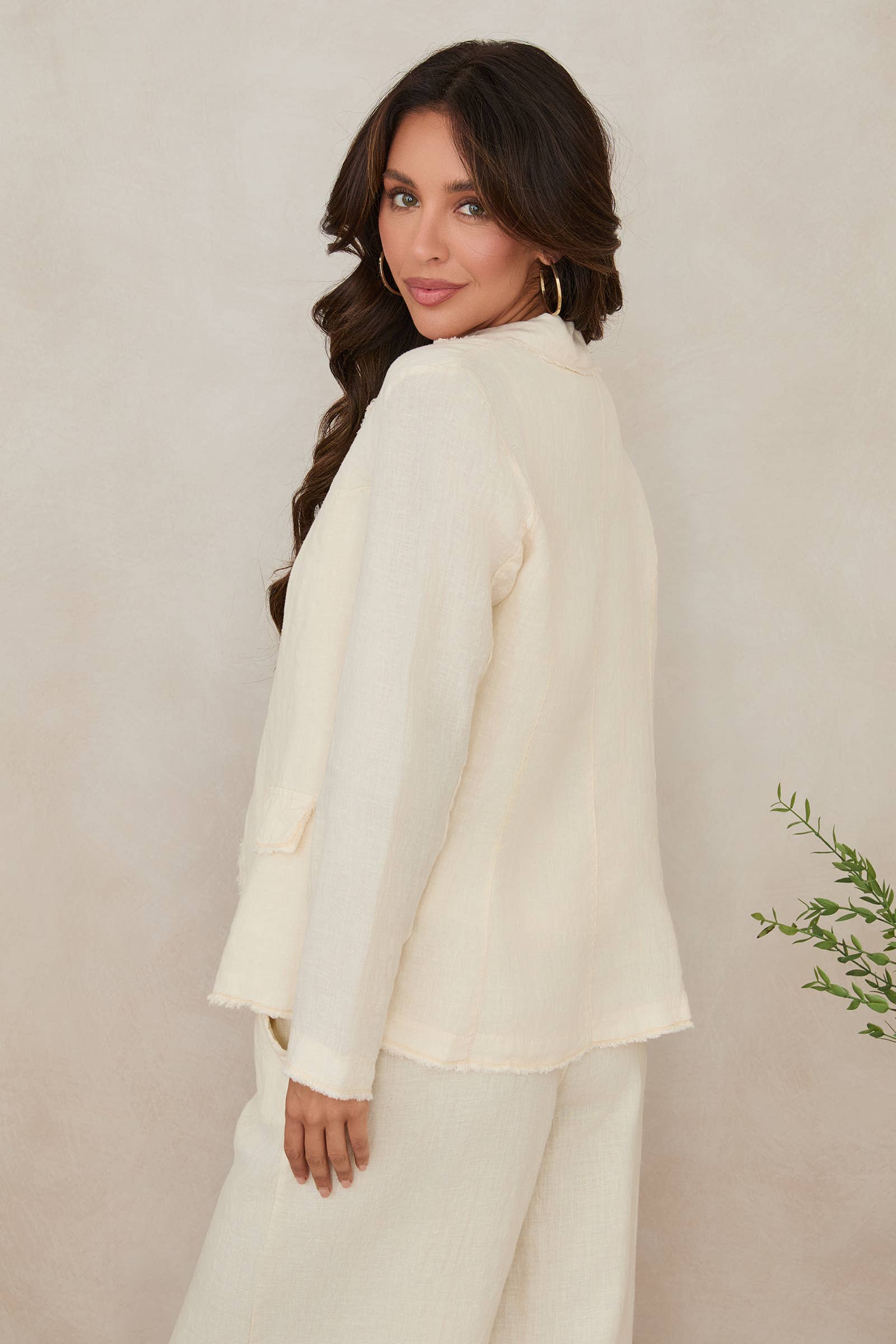 MILIO MILANO - Wholesale Blazer - Women's - LINEN BLAZER W/ FRAYED LAPEL AND HEM (154160/11661)17