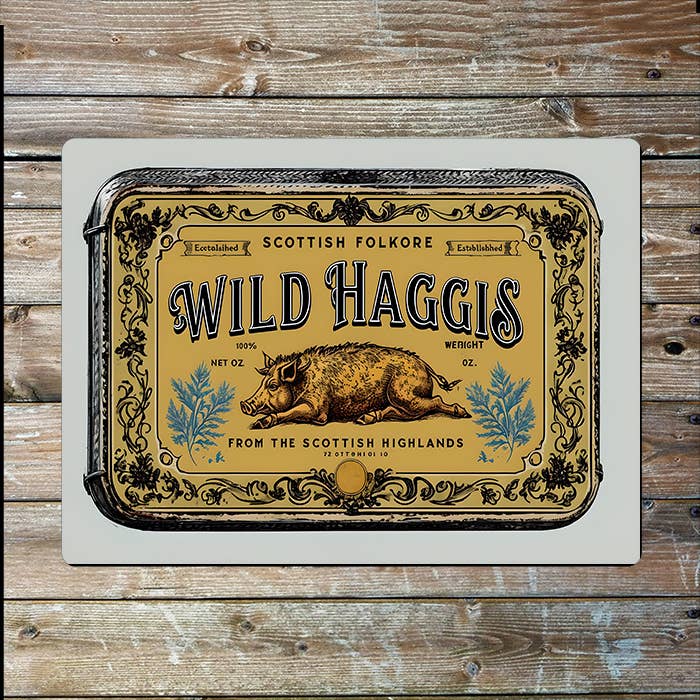 Boîte de conserve de haggis sauvage | Écossais d'Écosse | Plaque en métal pour la vente par The British Metal Signs Company