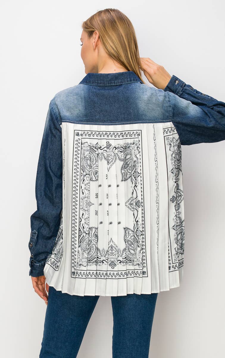 Dani Denim Shirt with Novelty Back Pleating for wholesale on Faire3