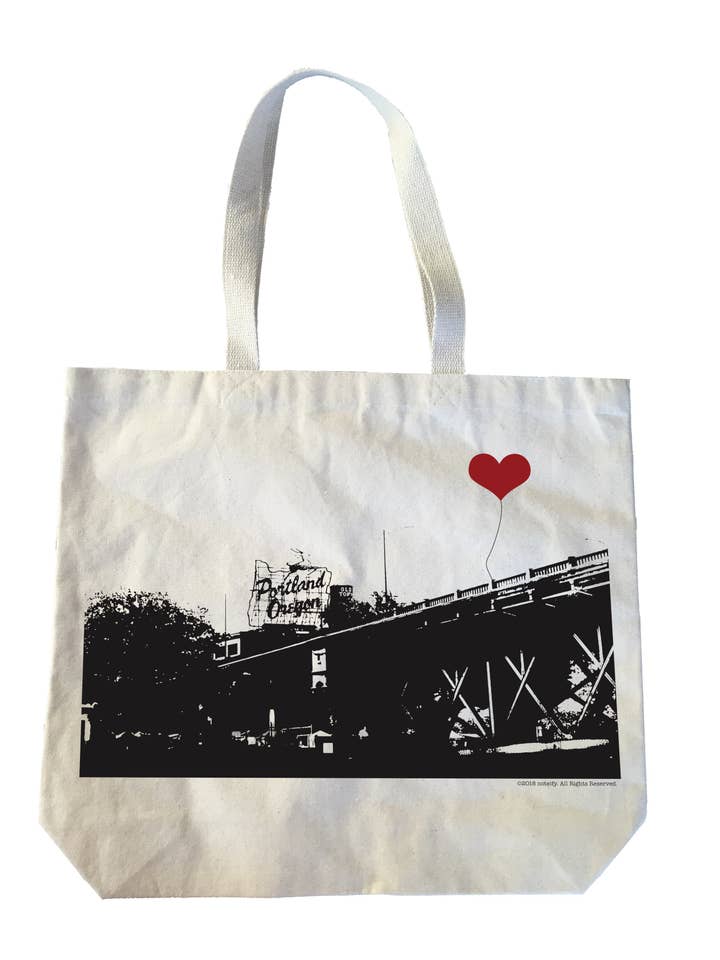 Portland Oregon White Stag Sign Cotton Canvas Heavyweight Tote Bag for wholesale by noteify