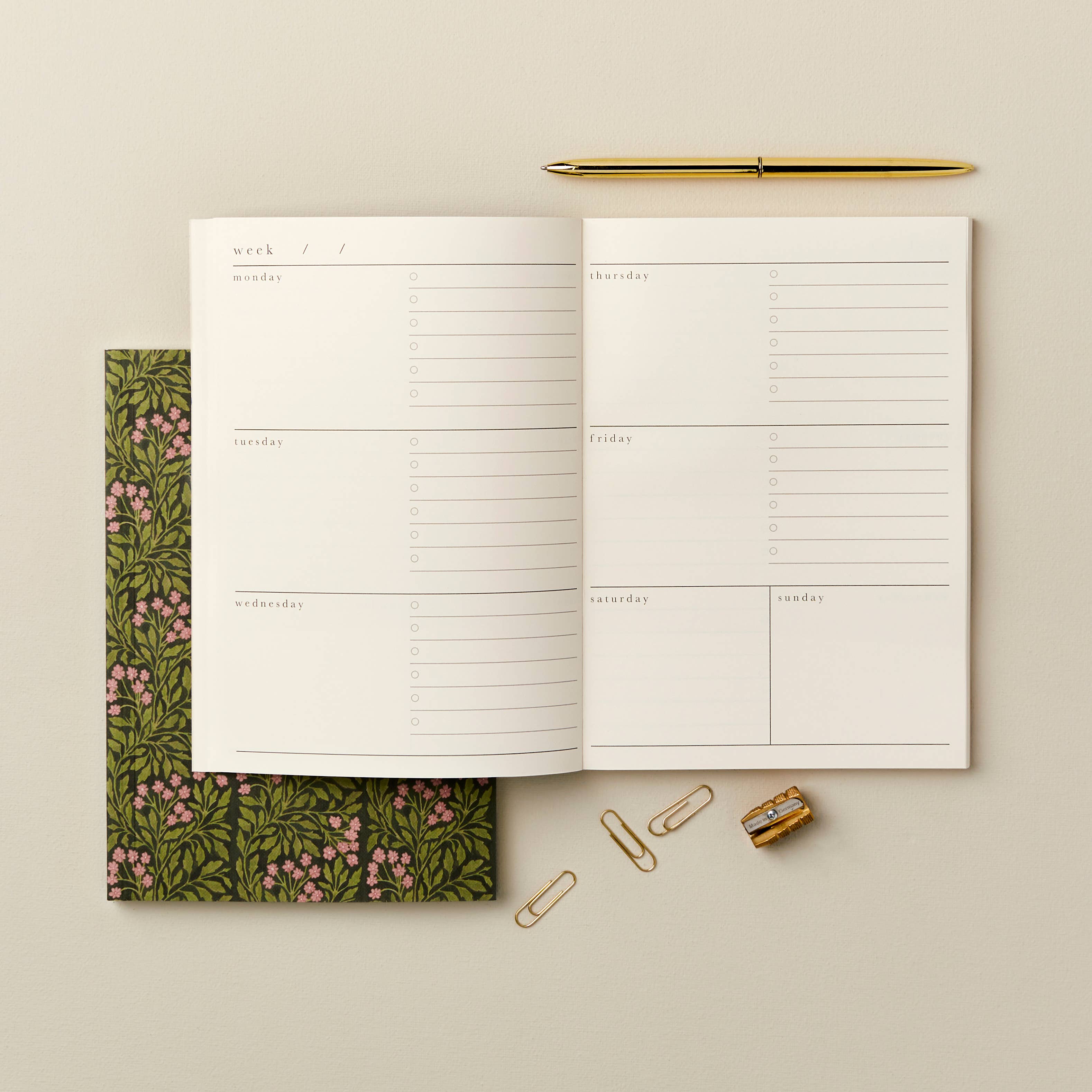 Wanderlust Paper Co - Wholesale Planner - Green Flora Weekly Planner2