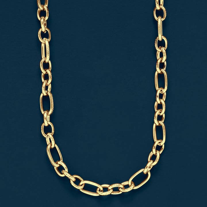We Are All Smith - Wholesale Link & Chain Necklace - Men's 7mm 14k Gold Plated Textured Cable Chain Necklace