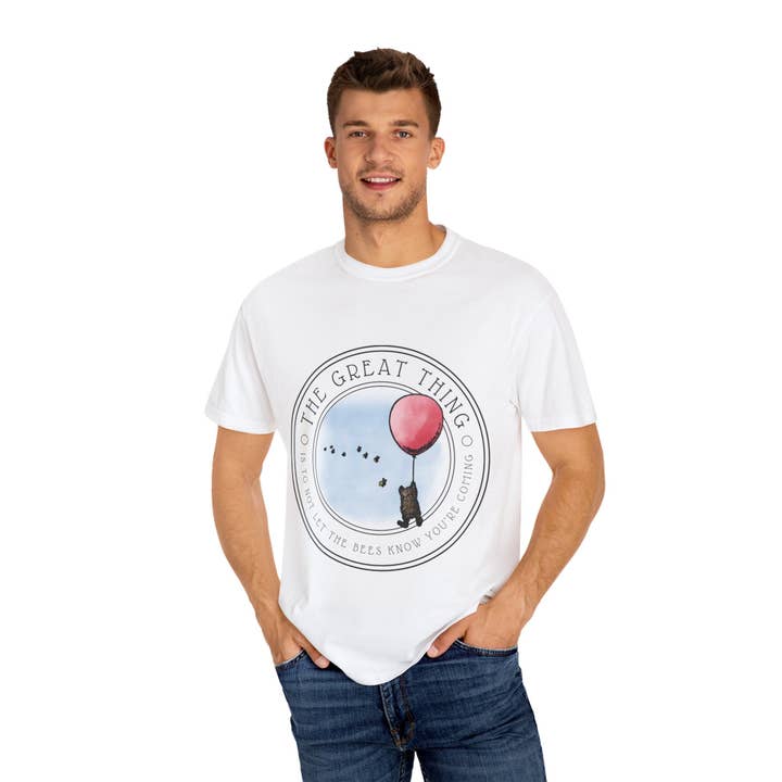 Terry Heath Art – wholesale T-shirts med screentryck – Unisex – Klassisk Nalle Puh litterär T-shirt, A Milne Citat The Great Thing, Bookish present till bokälskare, Bookworm