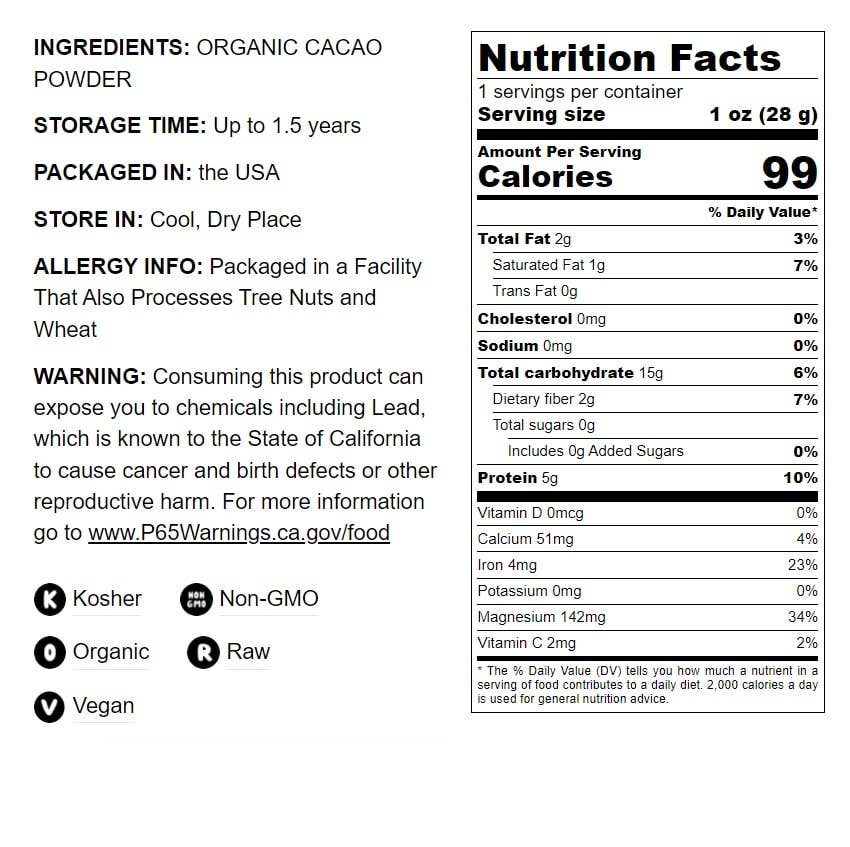 Food To Live – wholesale Protein/superfood powder – Organic Cacao Powder –  Kosher, Raw, Unsweetened, Sirtfood2