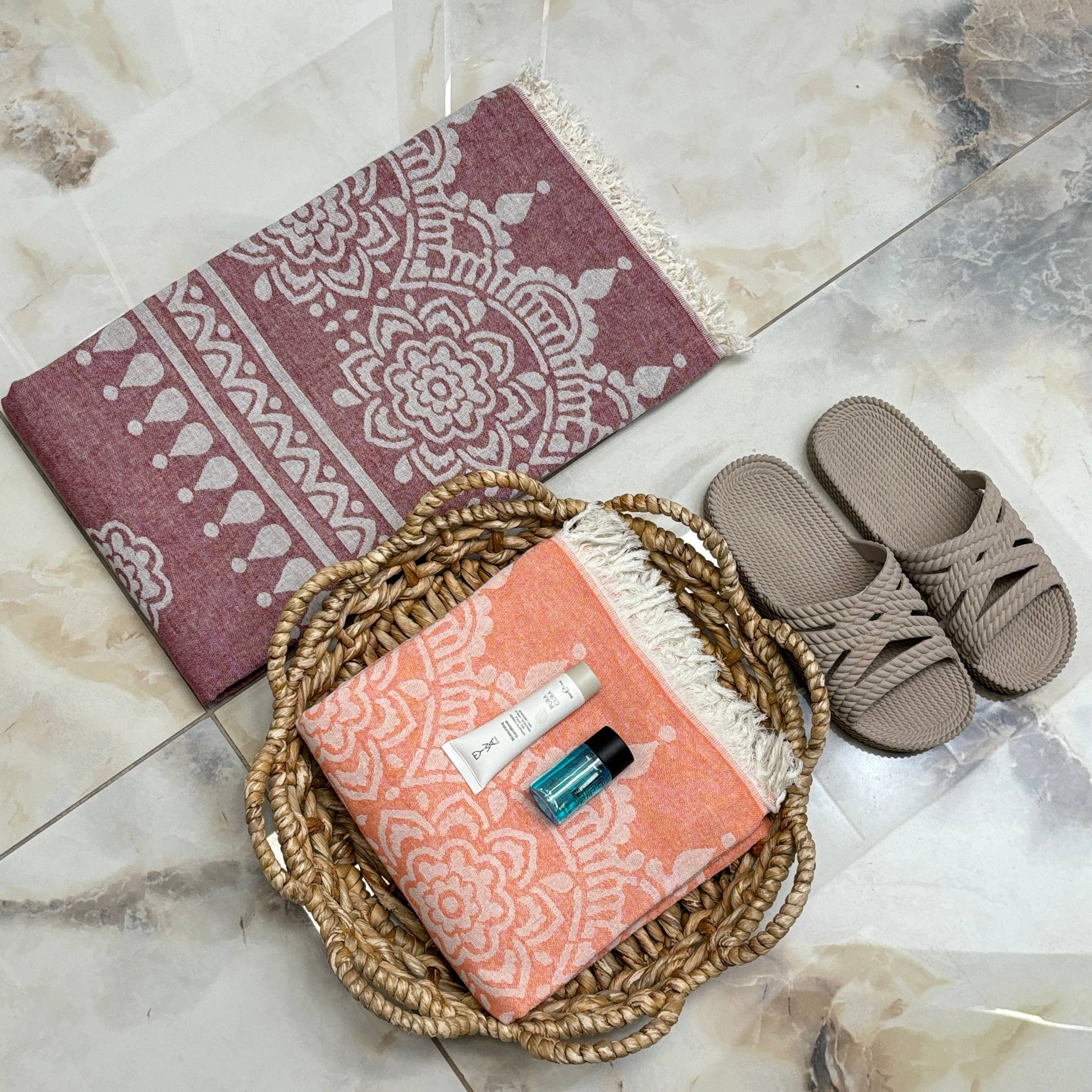 The Loom Wholesale - Wholesale Beach Towel - Floral Motif Turkish Cotton Hammam Towels17