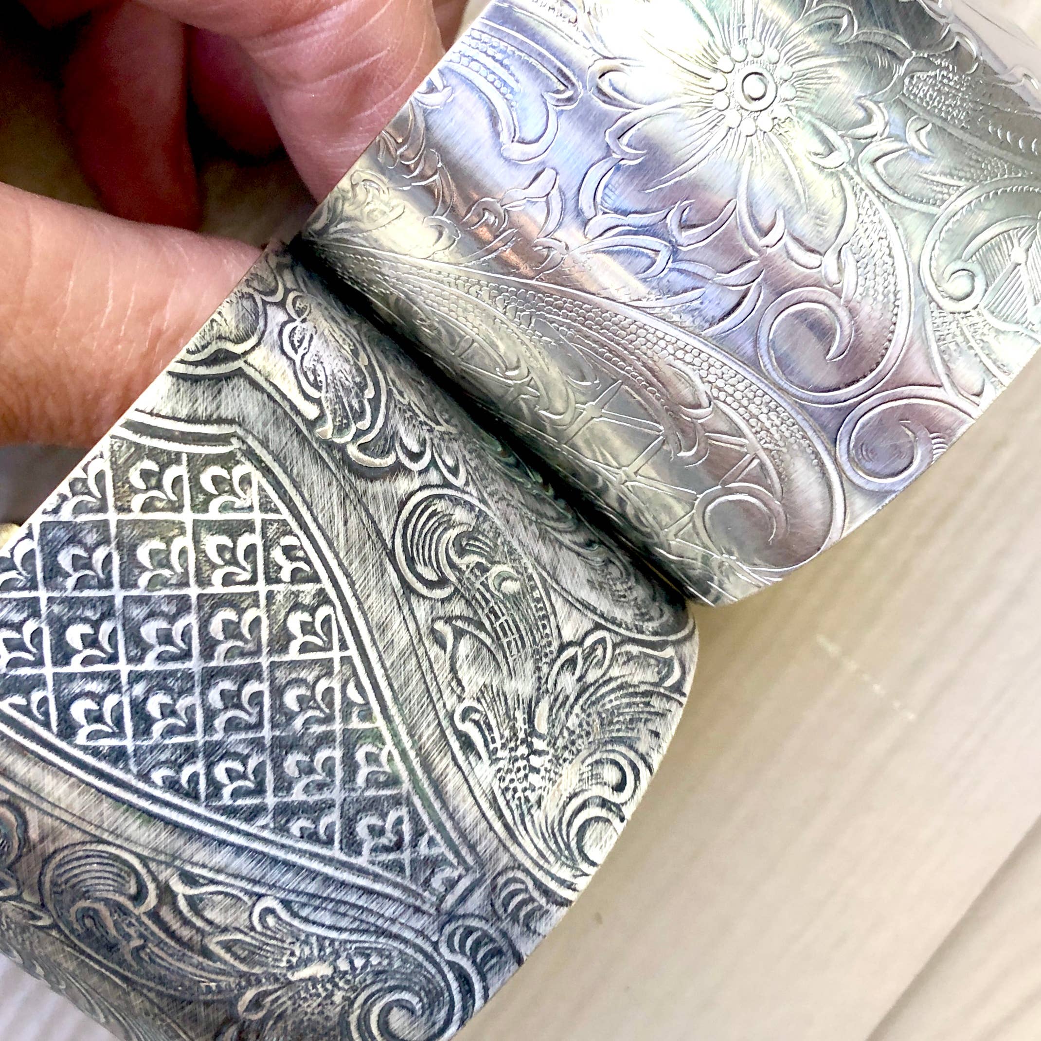 TTE Designs - Wholesale Cuff Bracelet - Repurposed Silver Plated Platter Cuff Bracelet2