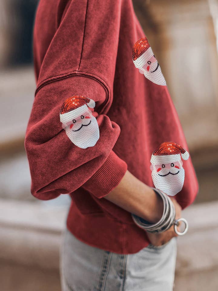Lovesoft - Wholesale Sweatshirt - Women's - Sequined Santa Claus Christmas Fashion Sweatshirt