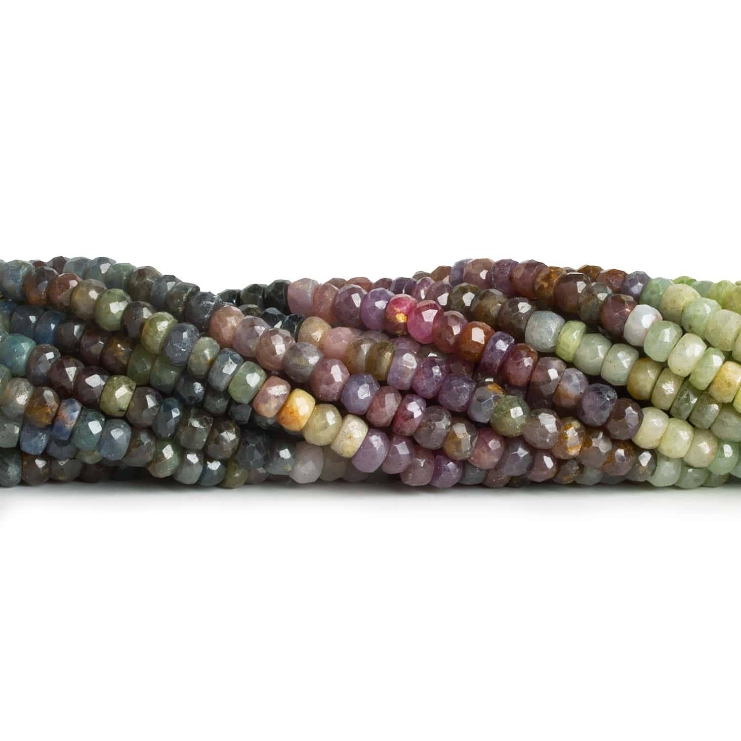 The Bead Traders - Wholesale Beads - 4-4.5mm Multicolor Sapphire Handcut Rondelles 16 inch 155 beads0