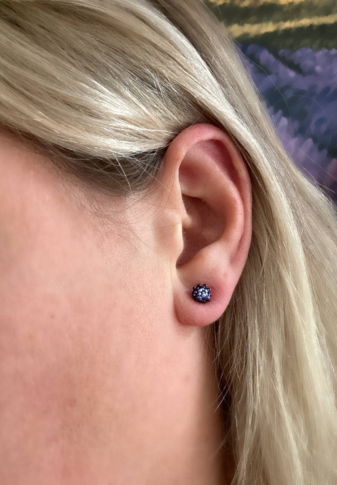 Lavender Beads - Wholesale Stud/Post Earrings - Flower Bud Studs1