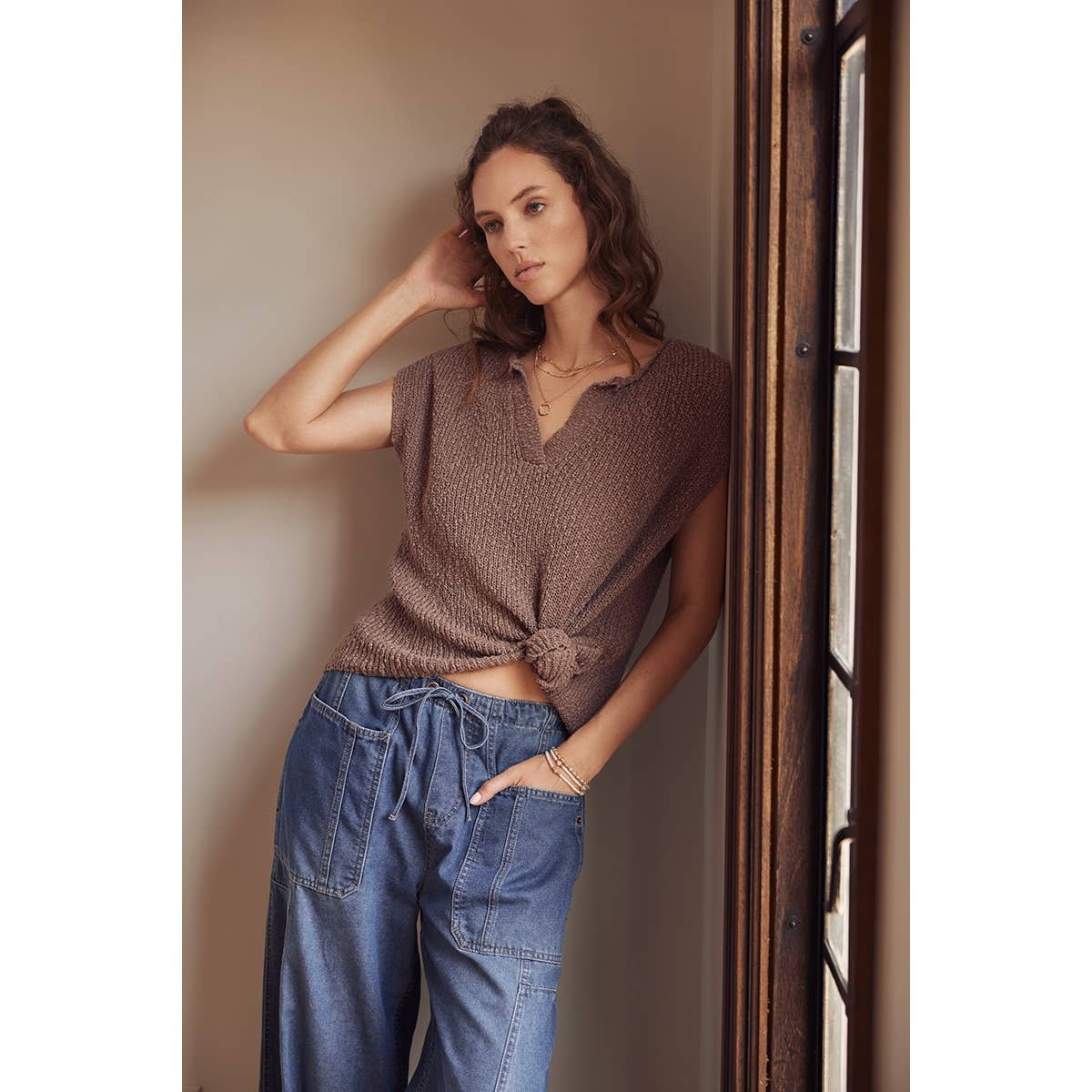 ESSENTIAL DENIM WASHED BALLOON LEG DENIM PANTS for wholesale on Faire3