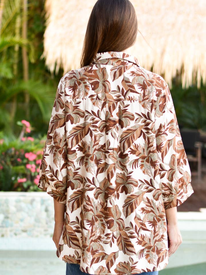 STO2702 FLORAL SHIRT BROWN for wholesale by Sanctum The Label