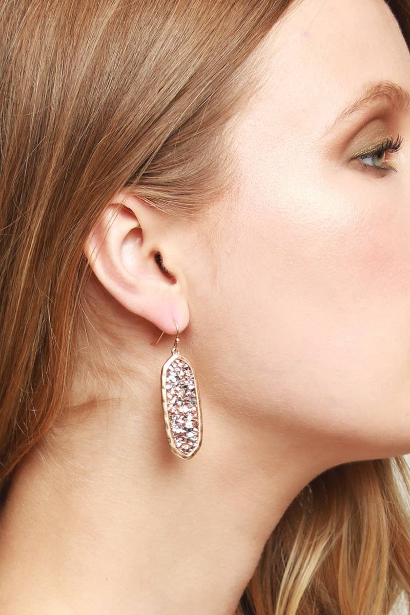 Urbanista – Engroshandel Hængeøreringe og creoløreringe – Ovale Glitter Stone Hook øreringe3