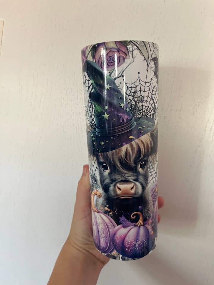 Witchy Highland Cow 20 oz Tumbler for wholesale by Itsfaithscreations