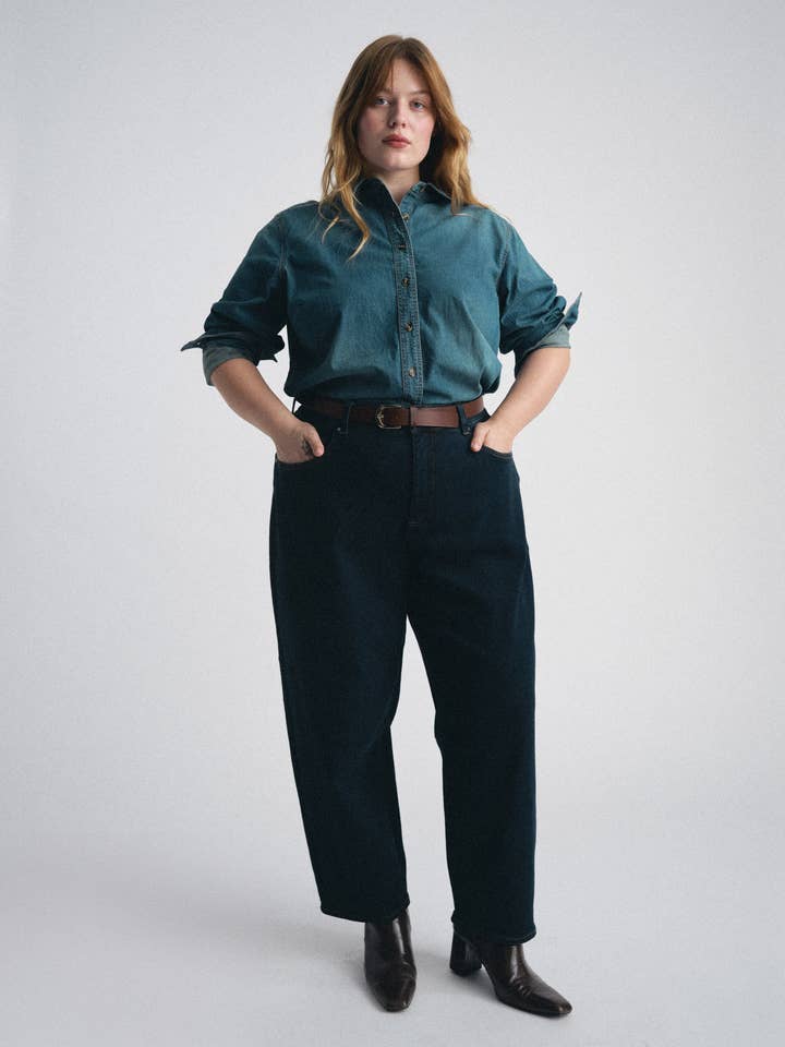 Dakota Cropped Barrel Leg Jeans - Dark Indigo for wholesale by Universal Standard