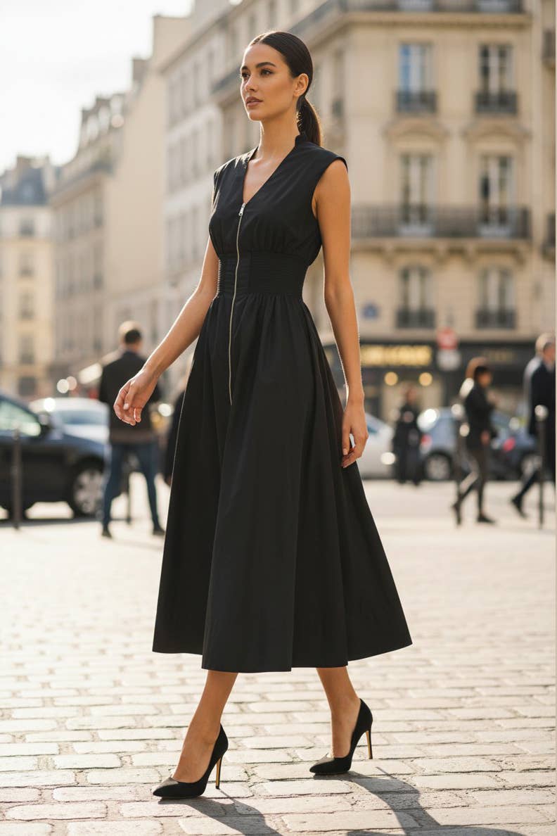 VAVA by Joy Han - Wholesale Dress - Women's - Two Way Zip Up Midi Dress2