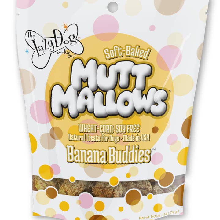 Lazy Dog Mutt Mallows Banana Buddies Dog Treat 5oz for wholesale by Pet Palette Distribution