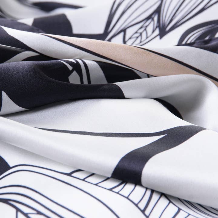 Elizabetta Made in Italy USA - Wholesale Scarf - Women's - Cara - Silk Scarf/Shawl - Black and White