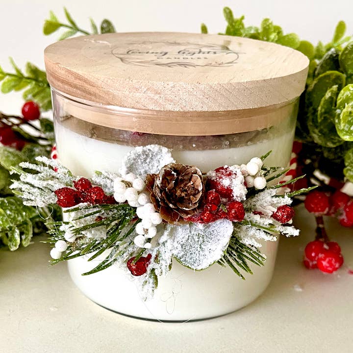 Christmas candle/ Christmas in Vermont for wholesale by Loving Lights Candles LLC