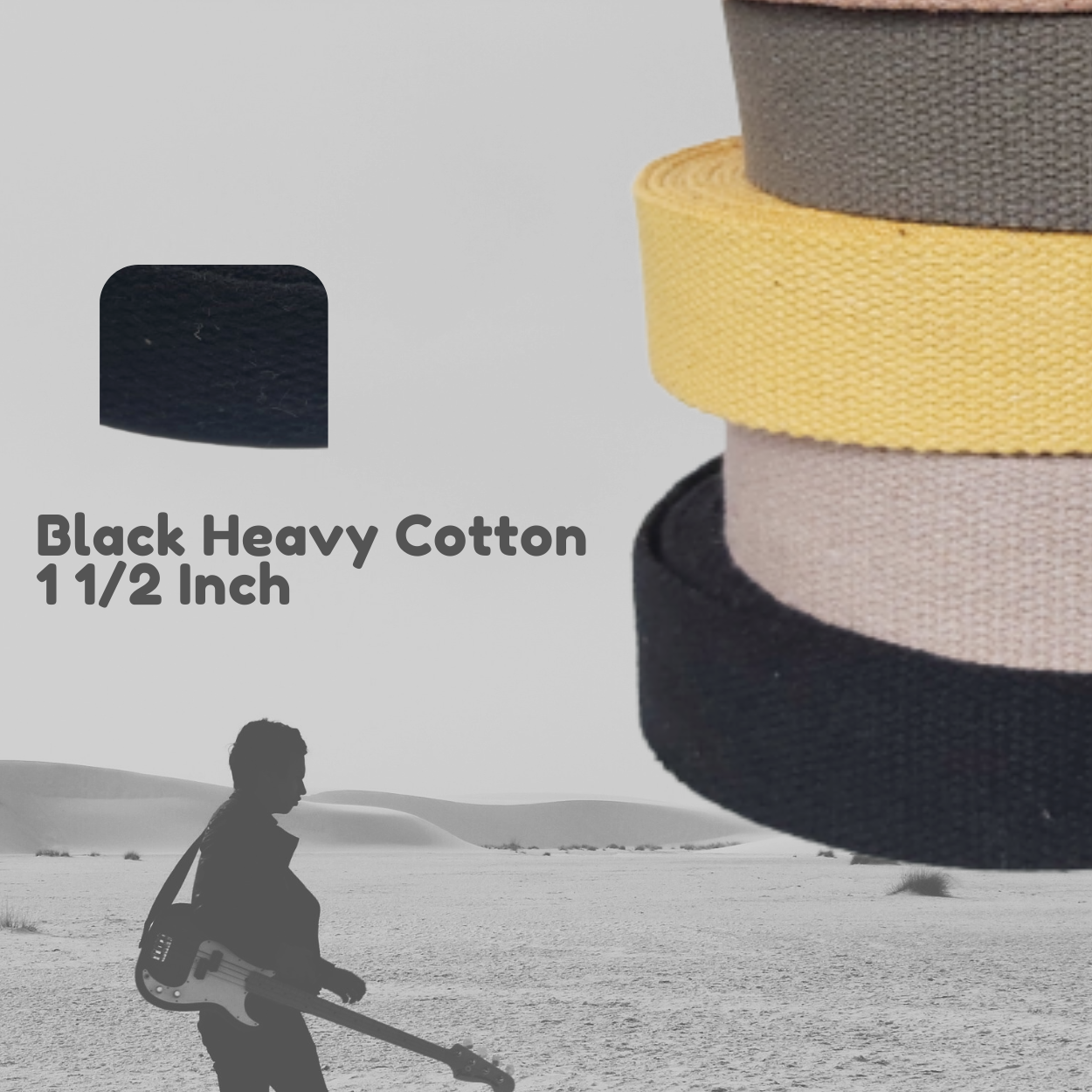 Dream Trimming Goods LLC - Wholesale Craft Supplies - 1.5" x 50 Yard Black Heavy Cotton Webbing for Bag Belt Sewin5