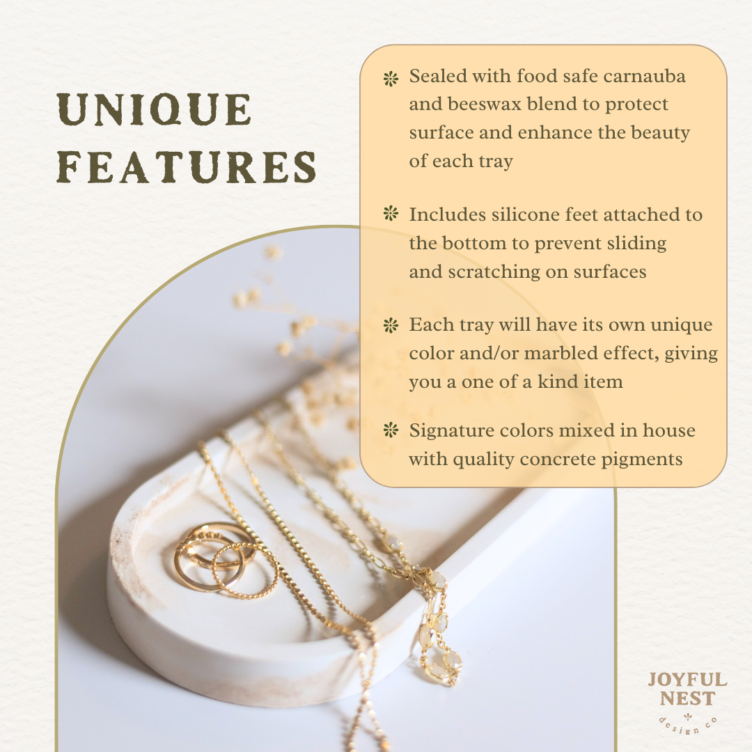 Joyful Nest Design Co. - Wholesale Decorative Tray - Decorative Tray | Oval Concrete Tray | Soap Bottle Tray 2