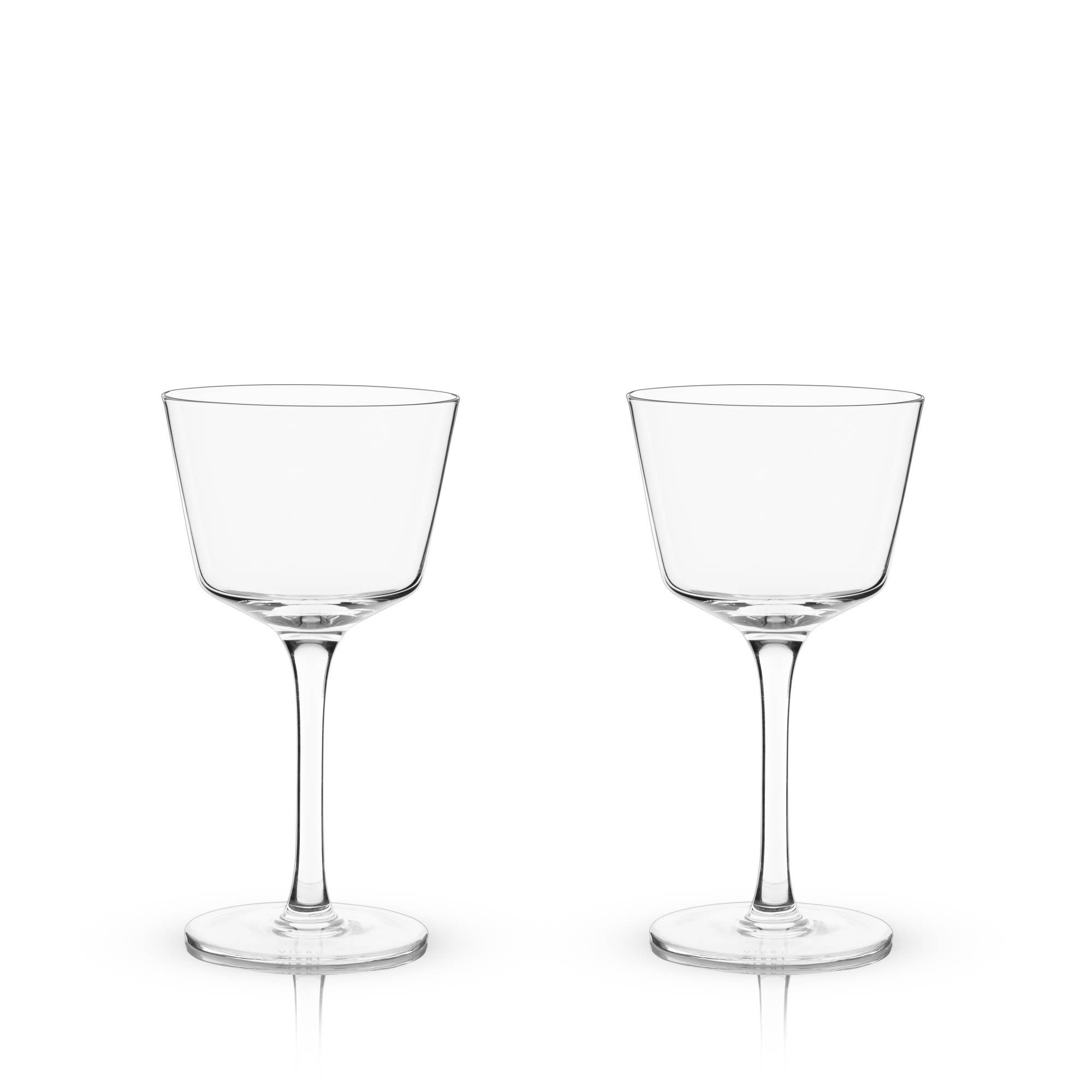 Viski - Wholesale Cocktail/Liquor Glass - Raye™ Angled Crystal Nick and Nora Glasses Set of 22