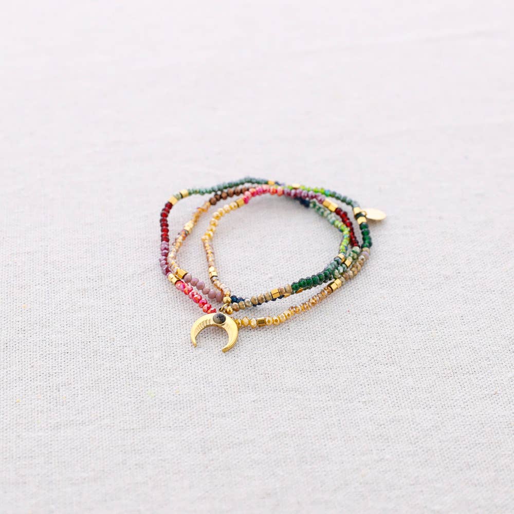 Sonata – wholesale Beaded bracelet – Elastic Steel Beaded Bracelet with Horn Pendant4