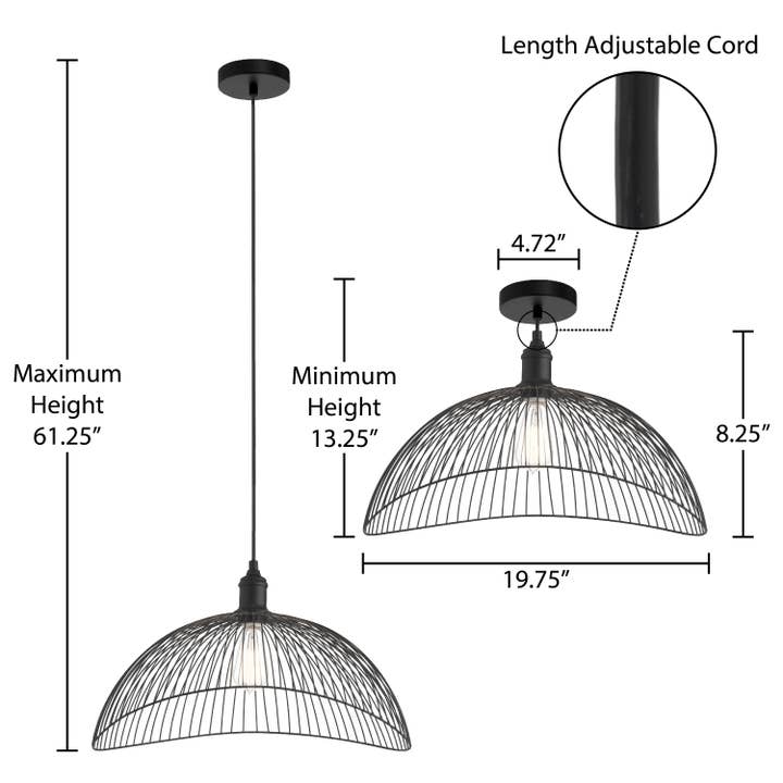 River of Goods - Wholesale Chandelier/Hanging Light - 18.75"W Wendy Black 1-Light Pendant Light Fixture2
