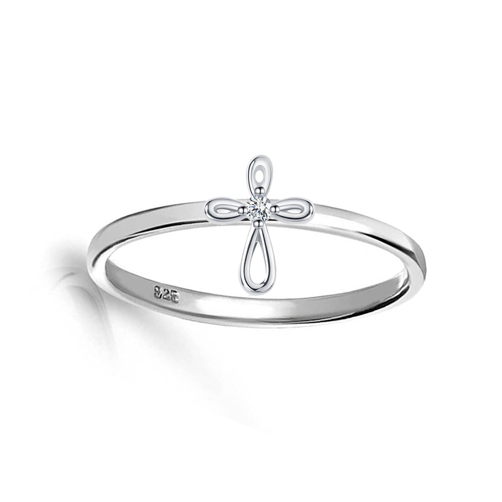 Cherished Moments - Wholesale Band/Stacked Ring - Sterling Silver Infinity Cross Baby Ring Communion Gift