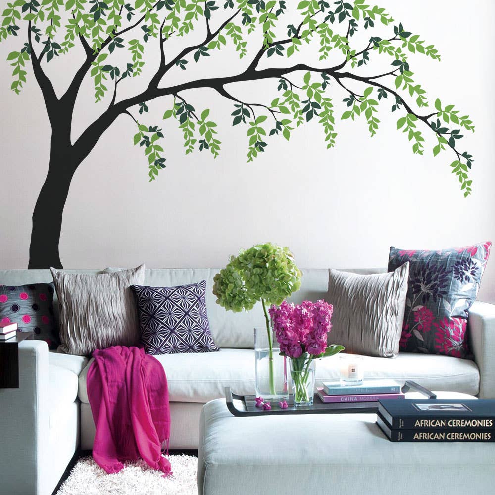 Simple Shapes - Wholesale Wall Decal/Stickers - Falling Leaves Weeping Willow Tree Decal1