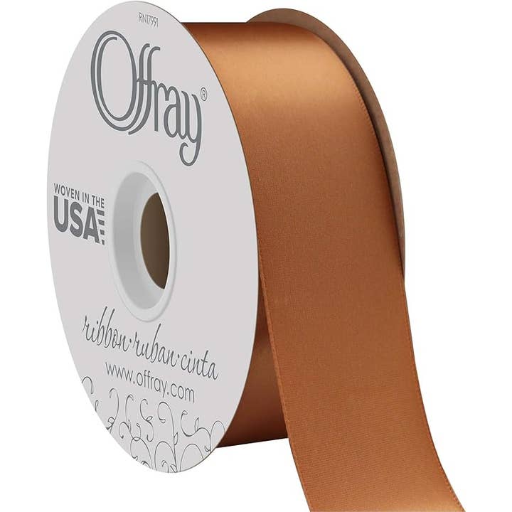 Berwick Offray Ribbon - Wholesale Ribbon - Gift Wrapping - Double-Face Satin Coffee 1-1/2" x 50 Yards